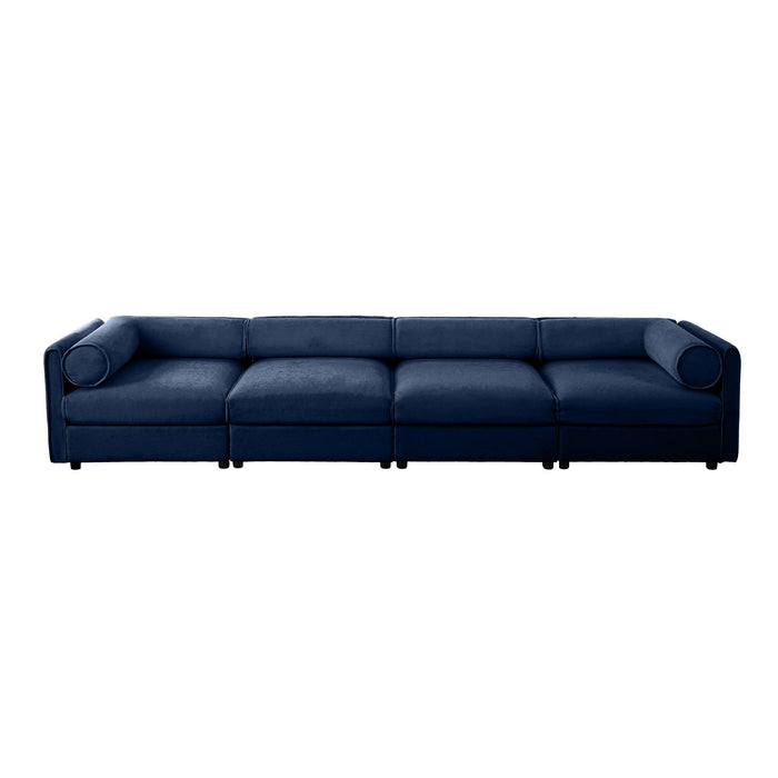 Stylish Chenille Sofa With Storage Seat And Cylindrical Backrest