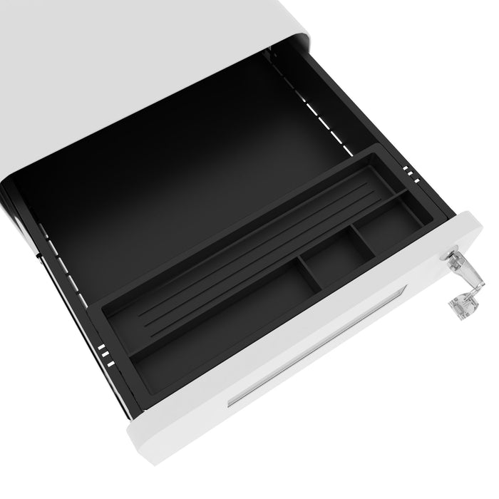 3-Drawer Mobile File Cabinet With Lock, On Casters, Holds A4/Letter Files