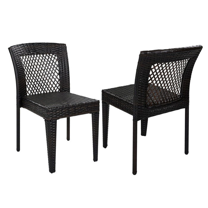 7 Piece Outdoor Dining Set With Table And 6 Chairs - Brown Multi