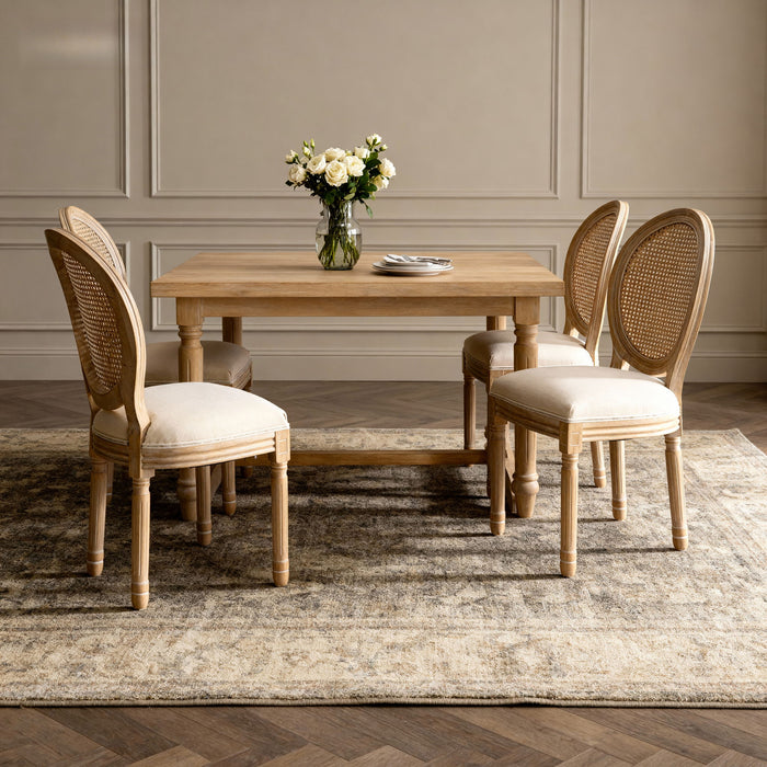 Dining Chairs, Upholstered With Round Back (Set of 2) - Beige