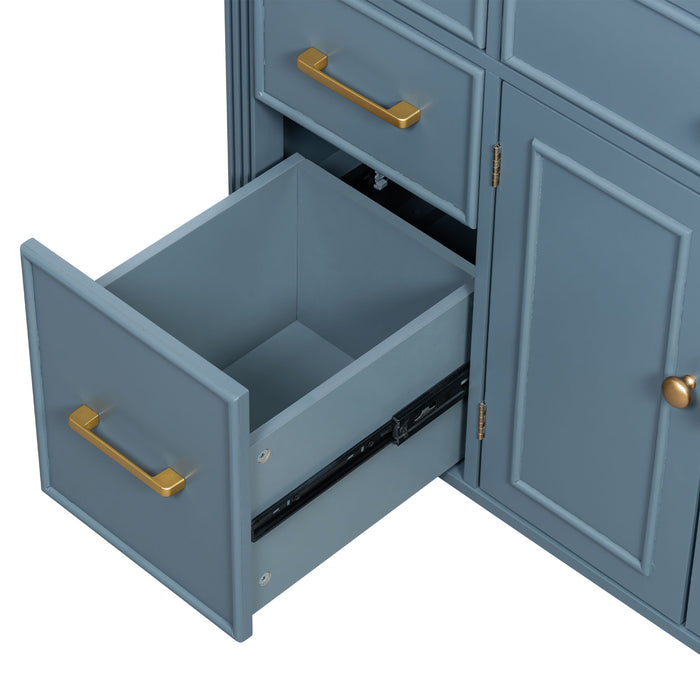 Modern Bathroom Vanity With Ceramic Sink, Freestanding, One Tip Out Drawer, 3 Side Drawers, Adjustable Shelf