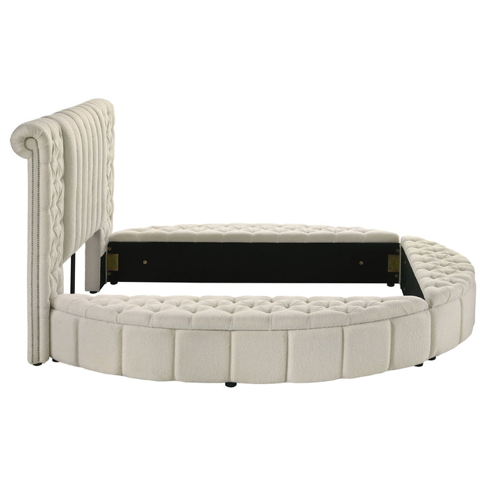 Santiago - Upholstered Round Storage Bed With Built In Charging Ports