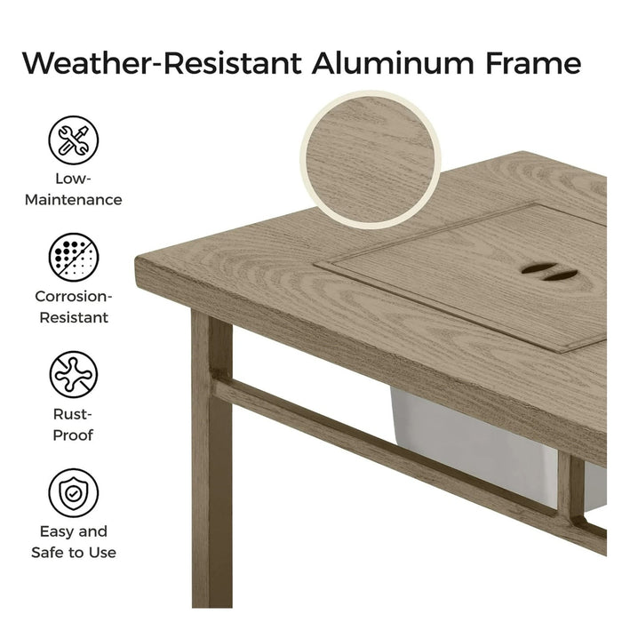 3 In 1 Outdoor Propane Fire Pit Table 50, 000 BTU With Ice Bucket - Beige