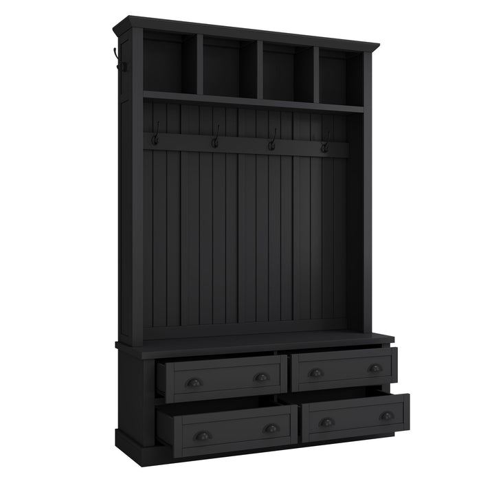 Hall Tree With 4 Drawers, Coat Rack With 6 Hooks