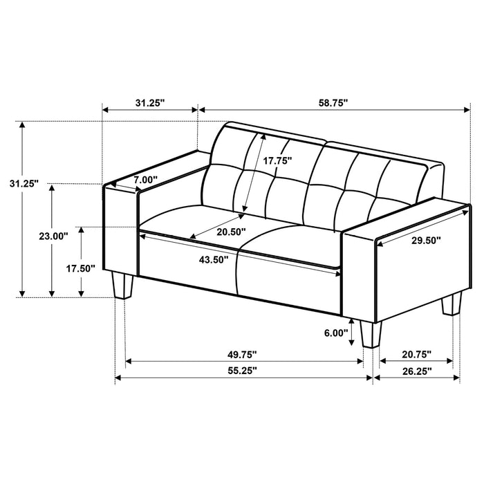 Xana - 2 Piece Upholstered Track Arm Sofa Set - Greige