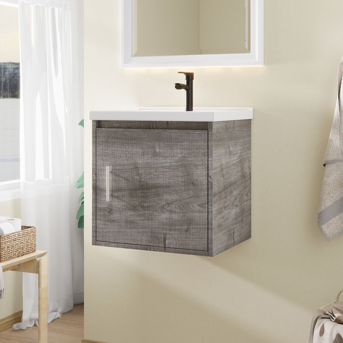 Floating Bathroom Vanity Combo, Wall Mounted Cabinet With Sink & Soft Close Doors For Small Bathrooms