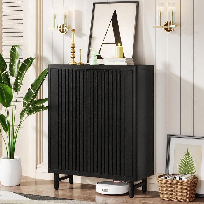 6 Tier Shoe Cabinet With Louvered Doors