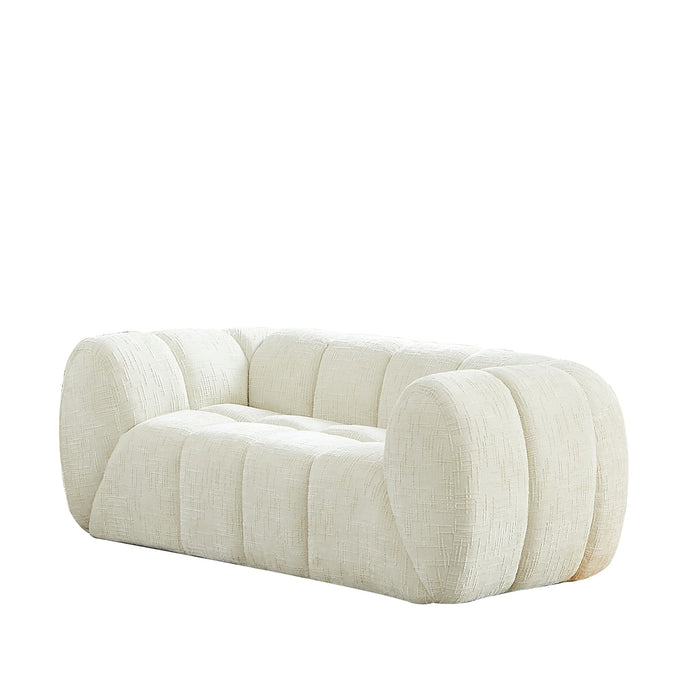 Quilted Cloud Sofa With Rounded Armrests And Piano Key Backrest Design