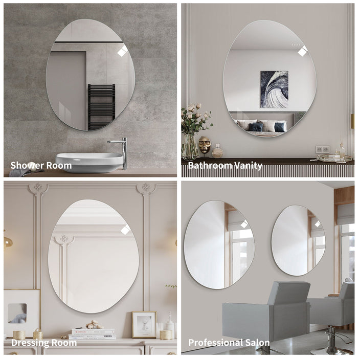 Asymmetrical Bathroom Wall Mirror - Silver