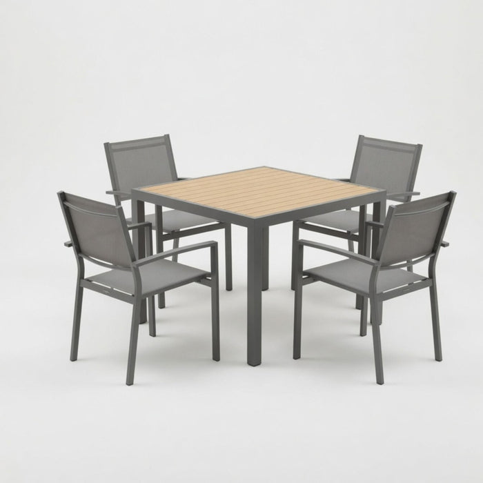 5 Piece Patio Dining Set, Table And Chairs For Outdoor Use - Gray