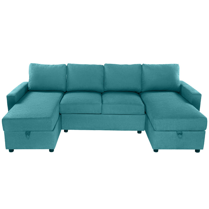 Convertible Sectional Sofa With Storage Chaise Lounges And USB Ports