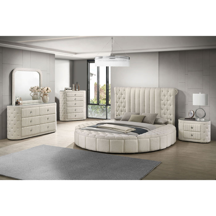 Santiago - Upholstered Round Storage Bed With Built In Charging Ports