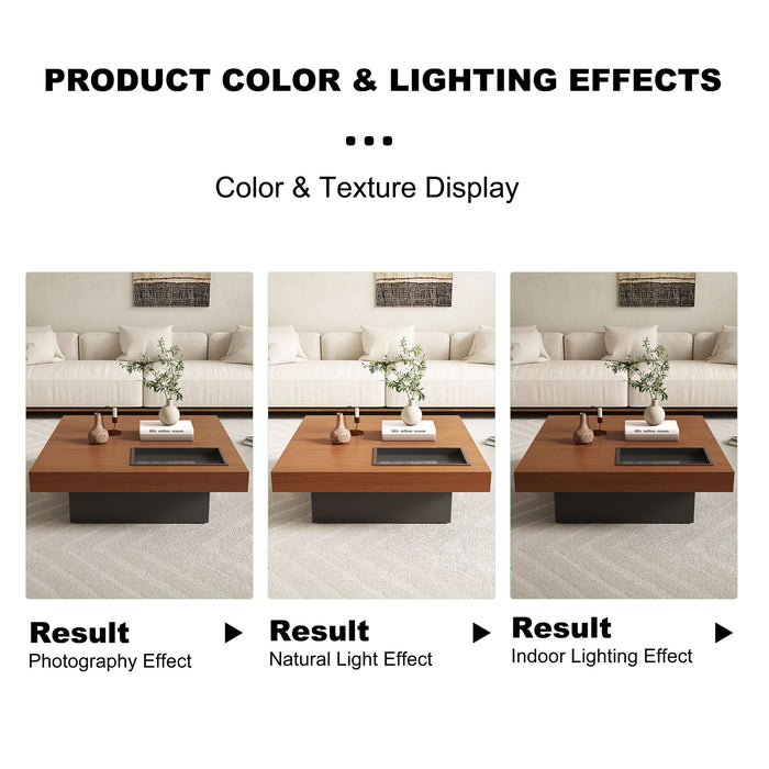 Square Floating Coffee Table For Living Room - Dark Walnut