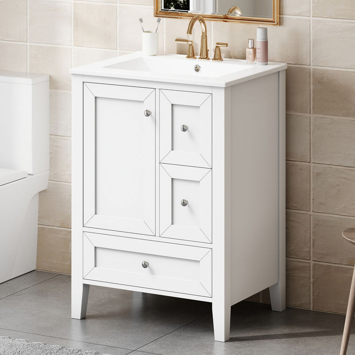 Modern Bathroom Vanity With Sink, Freestanding Cabinet With Drawers And Shelves