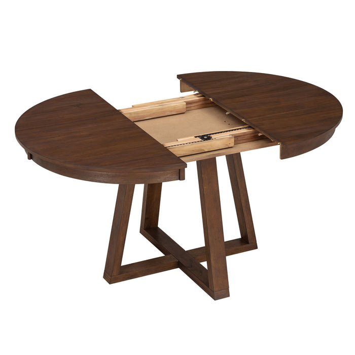 Dining Set With Leaf Round Table And 4 Upholstered Chairs