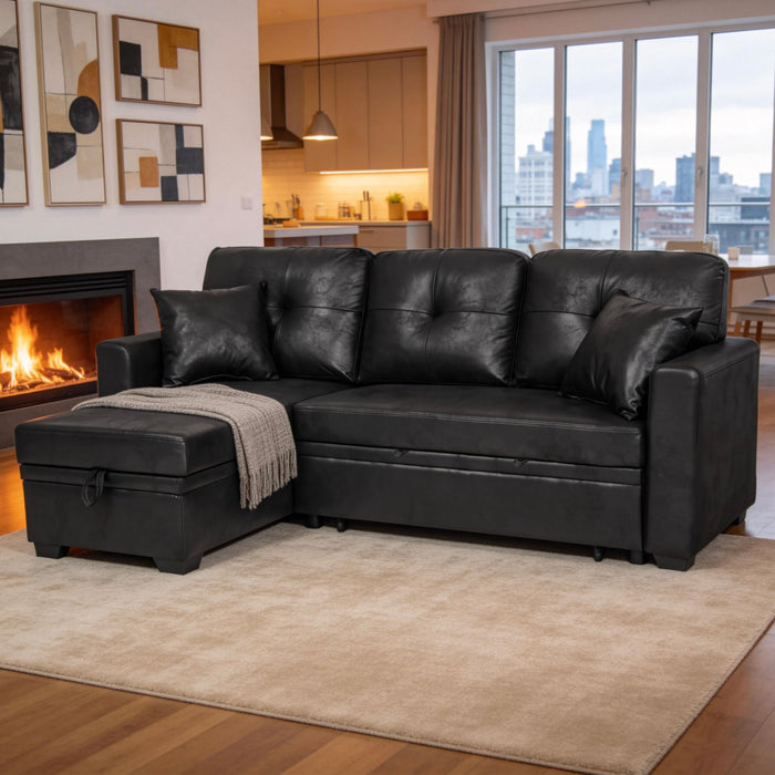 Sectional Sofa With Pull Out Bed, Reversible Chaise