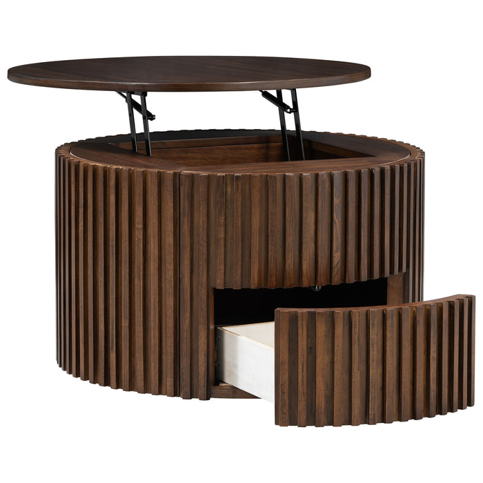 Round Lift Top Coffee Table With Hidden Storage For Living Room