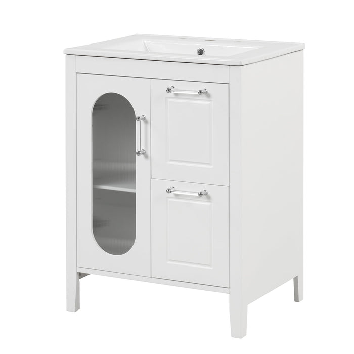 Modern Bathroom Vanity With Sink, Cabinet With 2 Drawers And Door, Adjustable Shelf