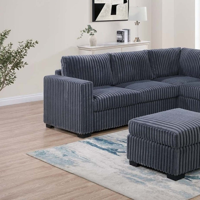 Contemporary Sectional Set With Ottoman