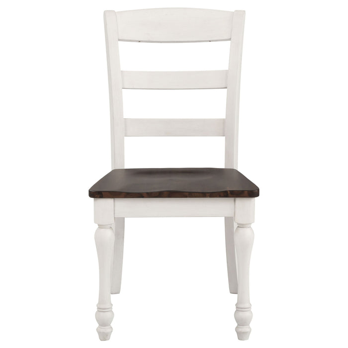 Ladder Back Side Chair With Saddle Seat (Set of 2) - White