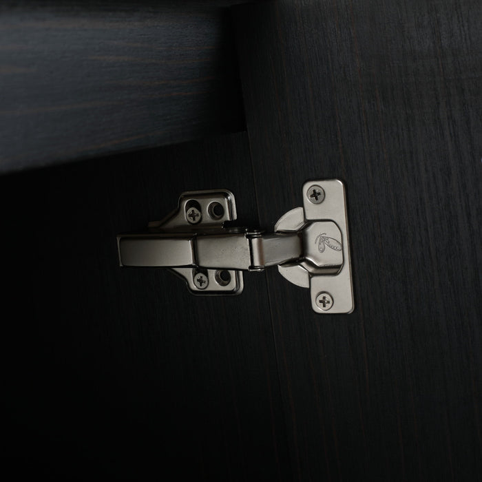 Modern Chestnut Wall Mounted Bathroom Vanity With Left Resin Sink And Storage Rack - Black Chestnut