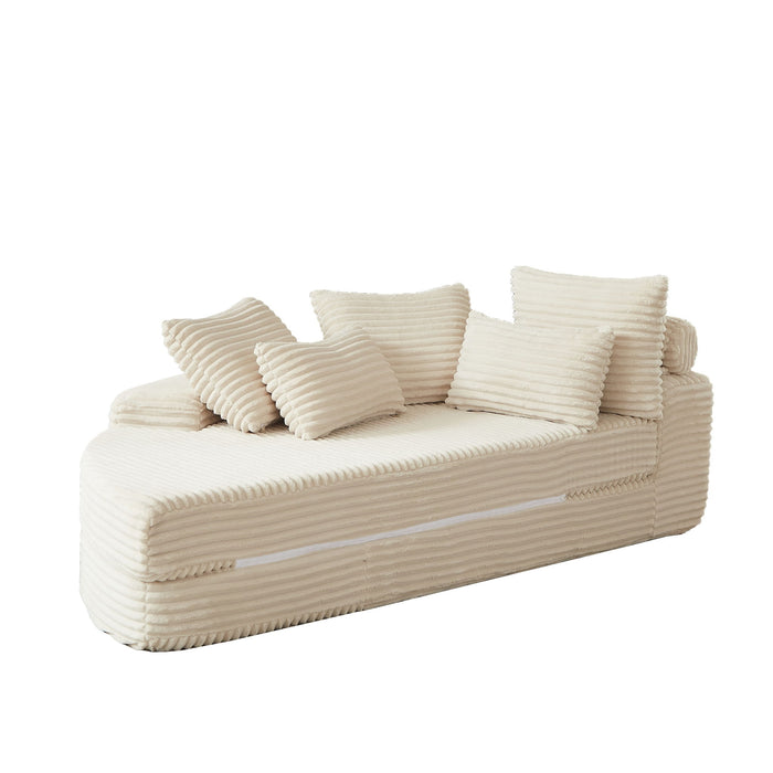 Semi Circular 2 In 1 Sofa Bed With Neck Pillow And Throw Pillows