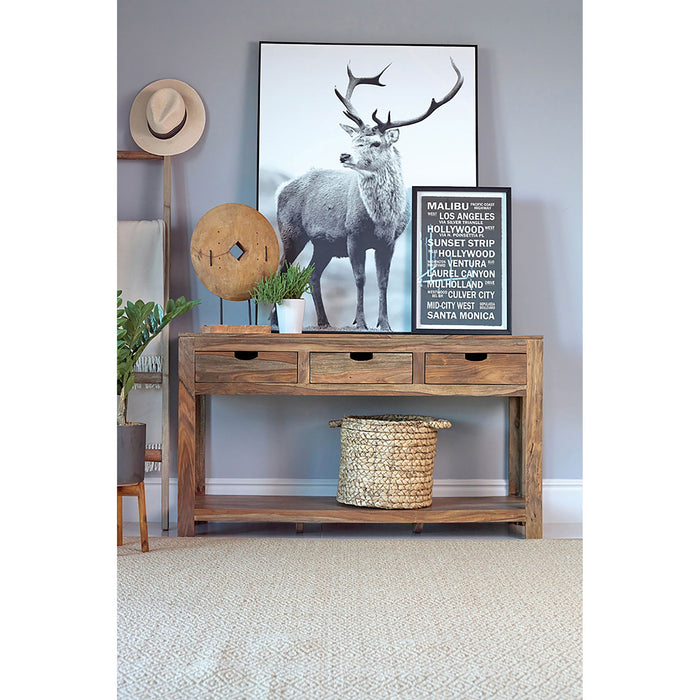 Tucker - 3 Drawer Console Table With Lower Shelf - Natural