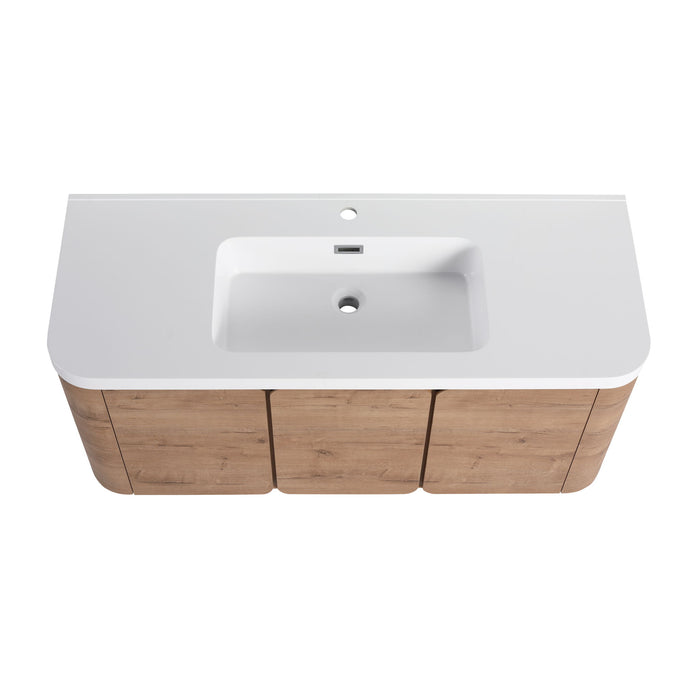 Wall Mounted Bathroom Vanity With Sink, 3 Soft Close Doors