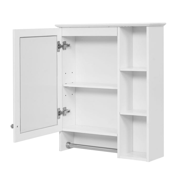 Modern 3 In 1 Bathroom Mirror Cabinet With Adjustable Shelf & Towel Bar