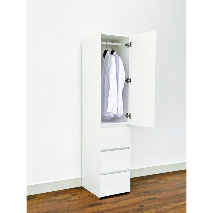 Elise - Slim Modular Wood Closet Cabinet With Drawers In Durable Melamine And Wood 71" Height - White