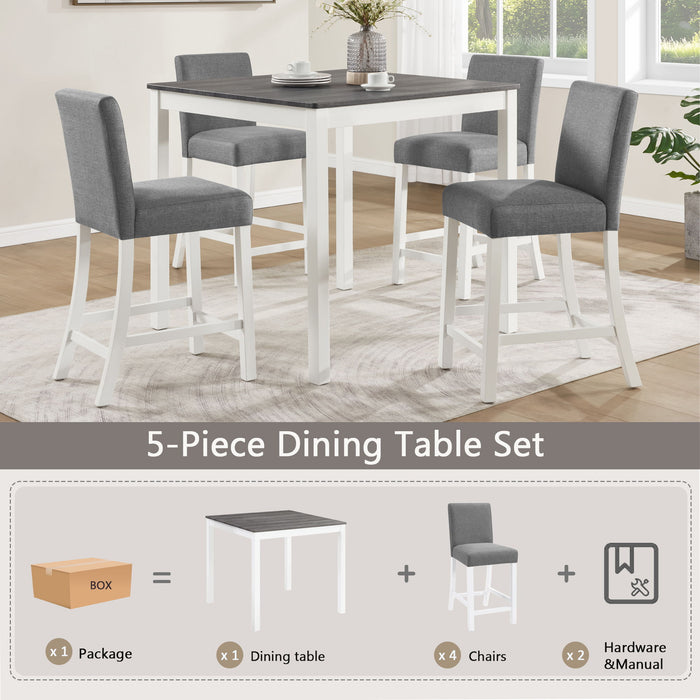 5 Piece Counter Height Table Set With 4 Chairs