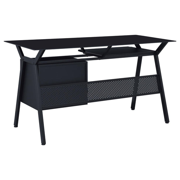 2 Drawer Computer Desk With Keyboard - Black