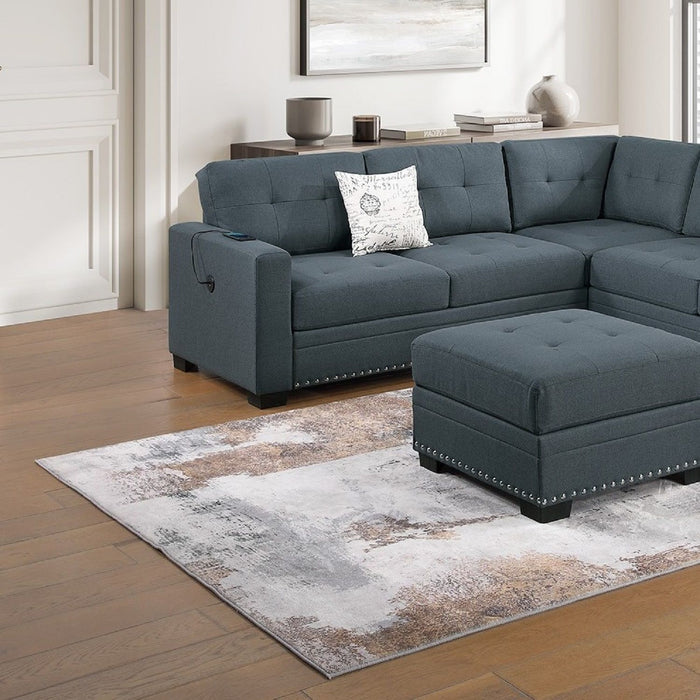 Casual Simple Tufted Sectional 4 Piece Set With USB Loveseat