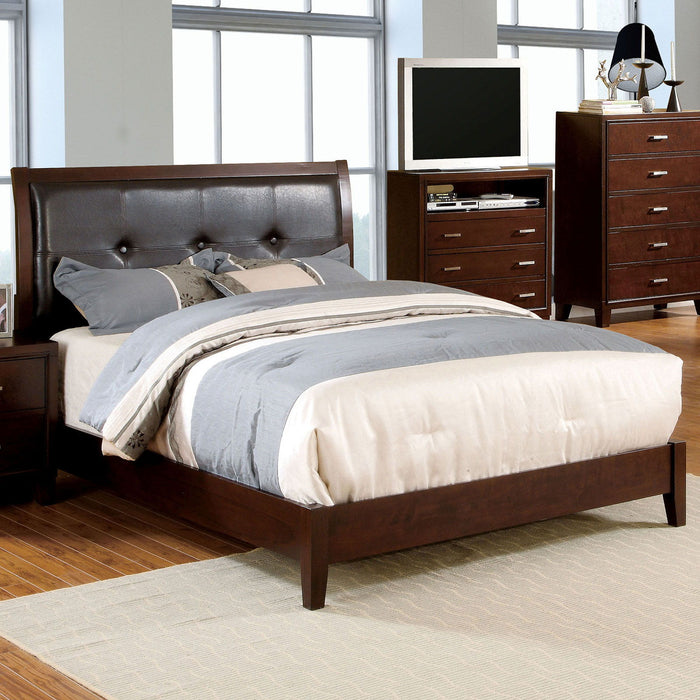 Eastern King Bed With Button Tufted Headboard - Brown