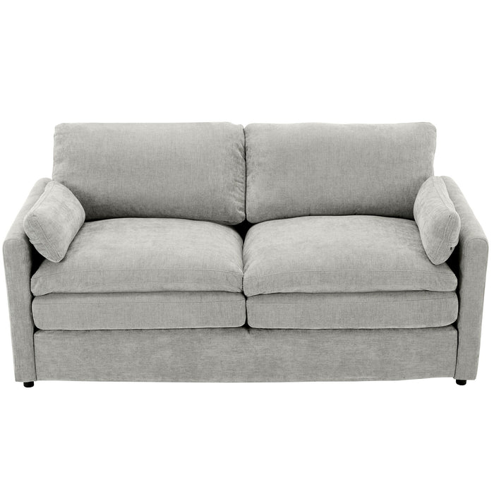 Cozy Upholstered Plush Cushion Loveseat Sofa For Living Room
