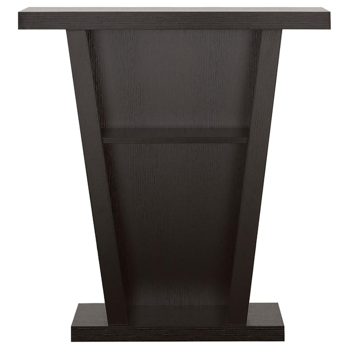 2 Shelf Console Table With V Shape Design - Brown