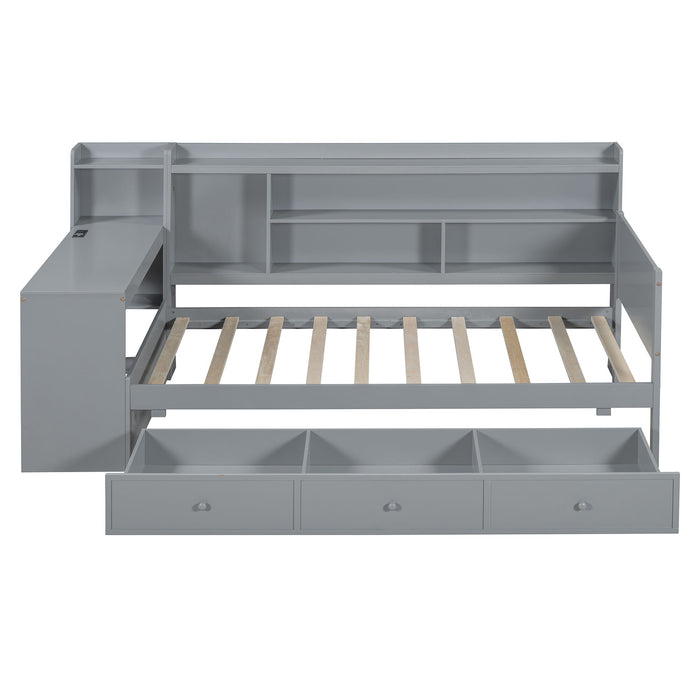 Daybed With 3 Drawers USB Ports And Desk