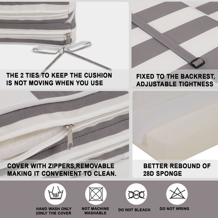 2 Pieces Set Outdoor Lounge Chair Cushion Replacement Patio Furniture Seat