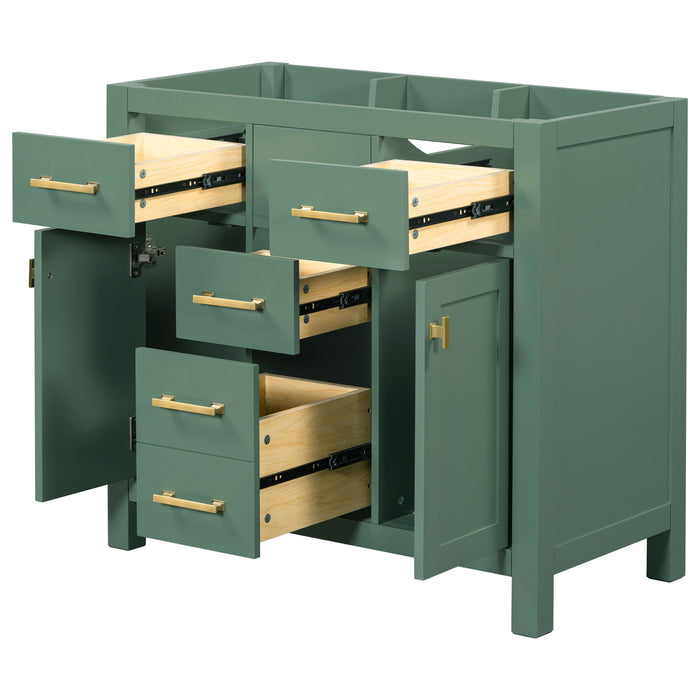Freestanding Bathroom Vanity With 4 Drawers & 2 Cabinets - Green