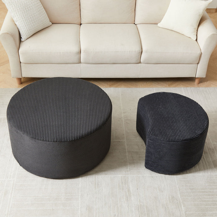 Modern Upholstered Round Coffee Table For Living Room (Set of 2)