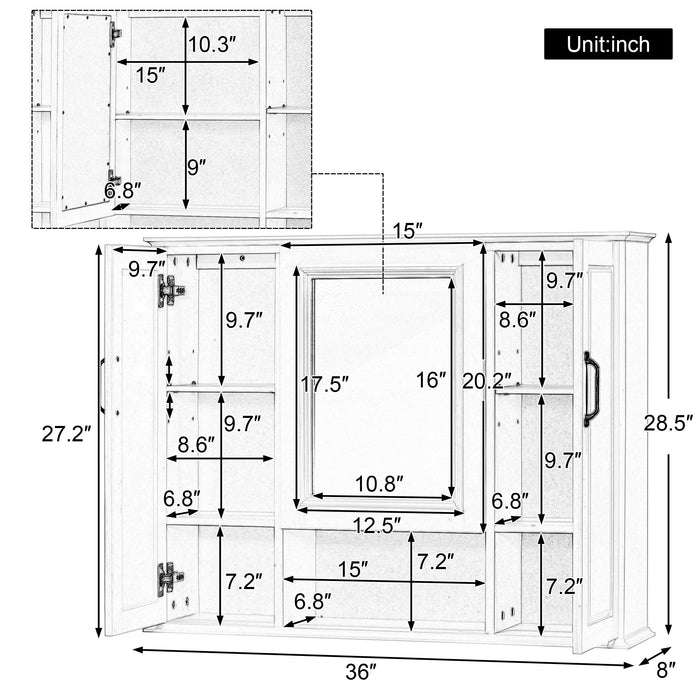 Modern Wall Mounted Medicine Cabinet With Mirror