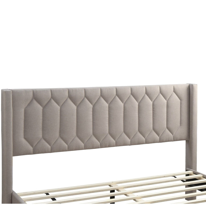 Platform Bed With Diamond Tufted Headboard