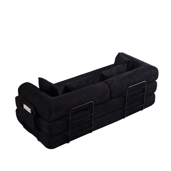 Convertible Sleeper Sofa Bed With Cylindrical Pillow