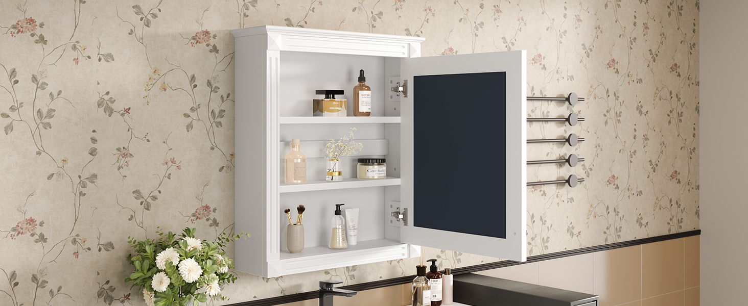 Wall Mounted Bathroom Storage Cabinet With Mirror, Medicine Cabinet With Height Adjustable Shelf