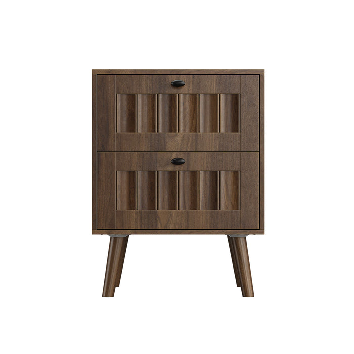Double Drawer Bedside Table (Set of 2) - Walnut