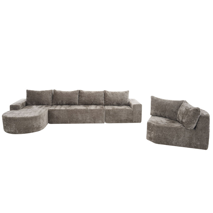 Modular Cloud Sectional Sofa Set, U-Shaped Upholstered Couch With Deep Seat
