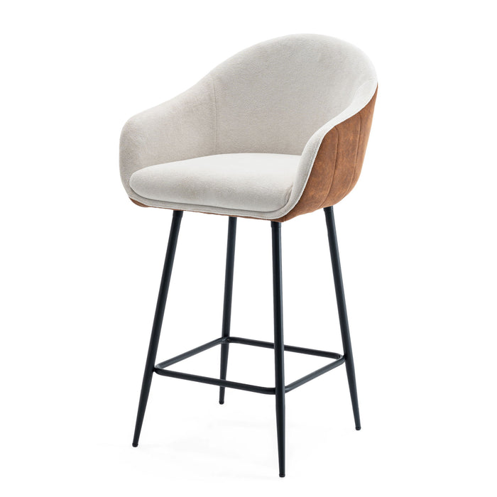 Modern Style Counter Height Bar Stools, With Comfortable Upholstery, Durable Metal Legs Ensure Stability - Brown