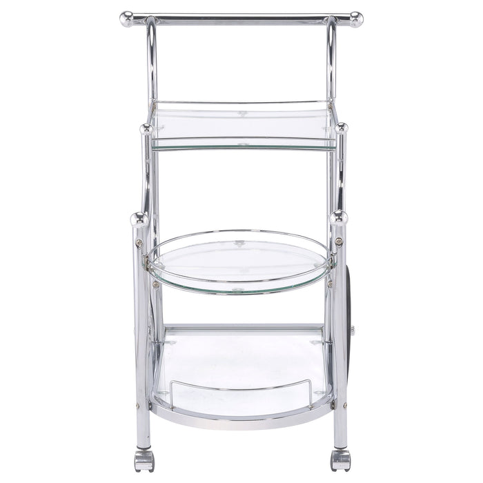 Reia - 3 Tier Cart With Casters & Tempered Glass Design - Chrome