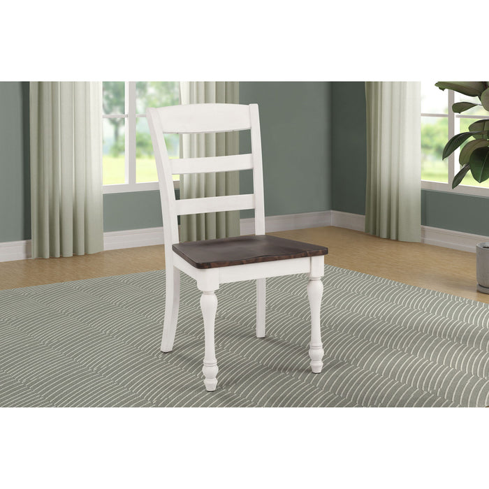 Ladder Back Side Chair With Saddle Seat (Set of 2) - White