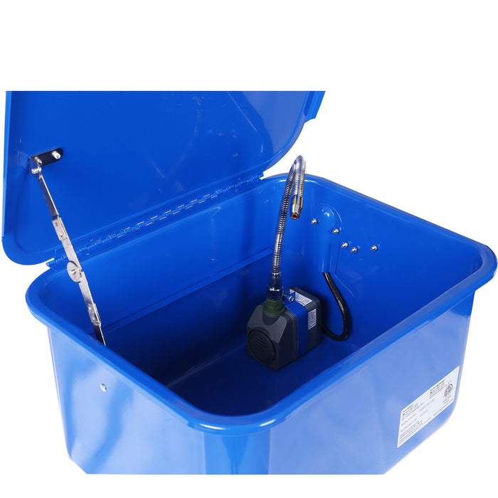 Benchtop Parts Washer With 110V Pump, 3.5 Gallon Capacity - Blue
